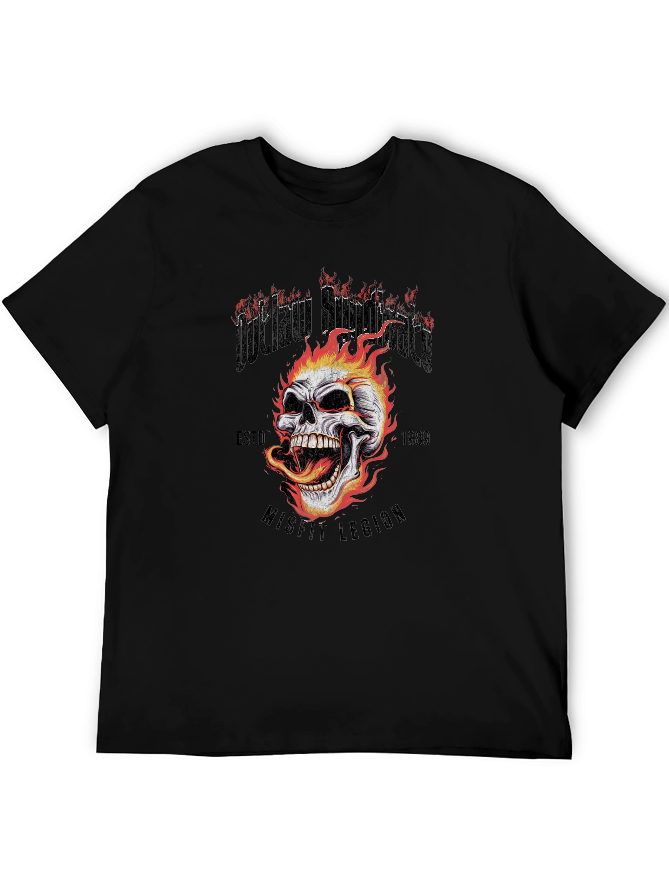 Outlaw Skull Graphic Tee - Black Cotton T-Shirt