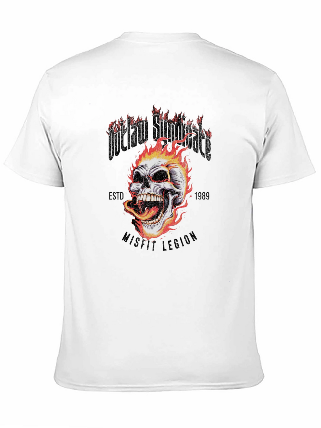 Outlaw Skull Graphic Tee - Black Cotton T-Shirt