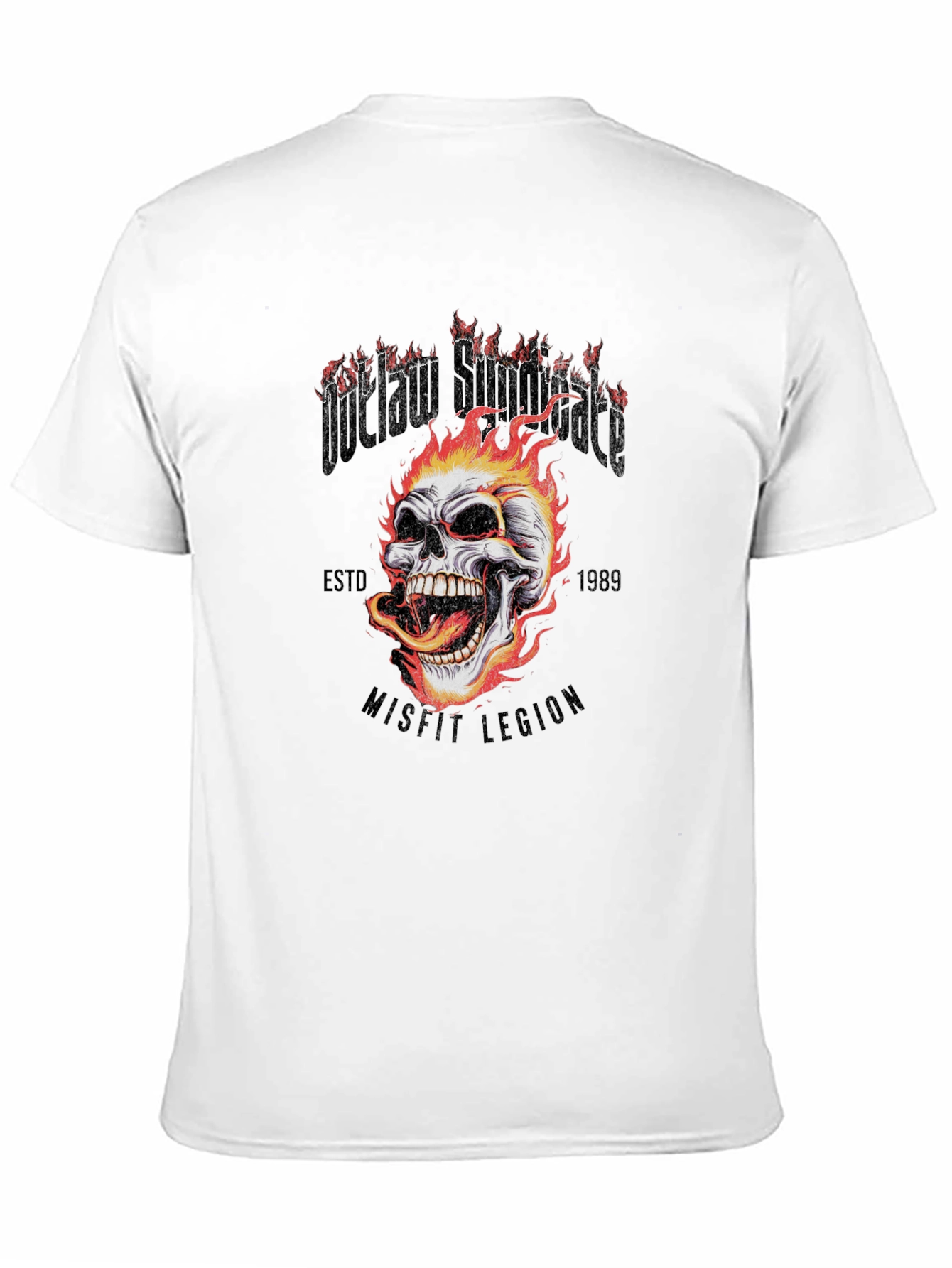 Outlaw Skull Graphic Tee - Black Cotton T-Shirt