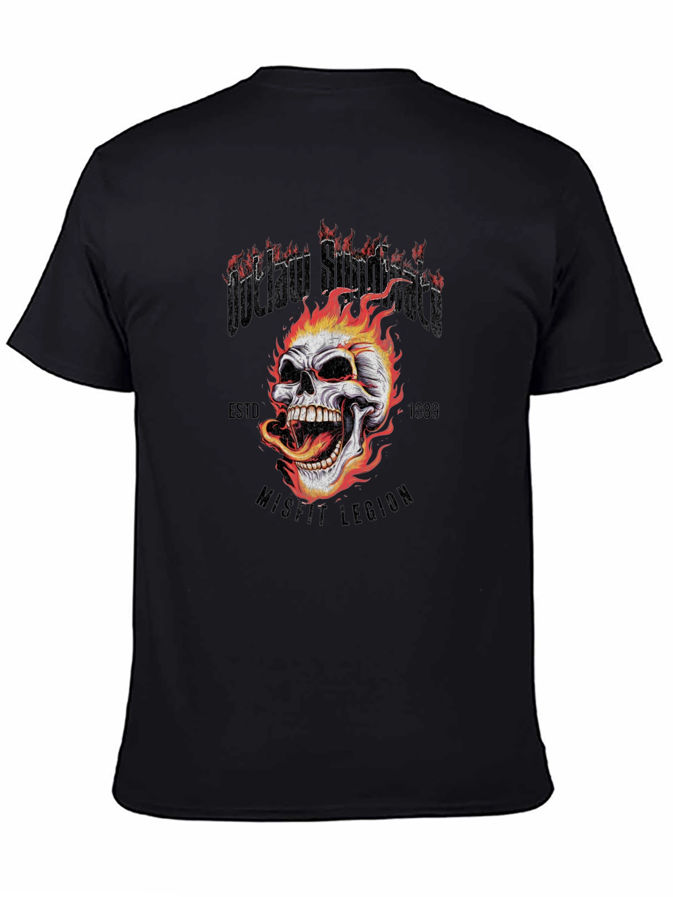 Outlaw Skull Graphic Tee - Black Cotton T-Shirt