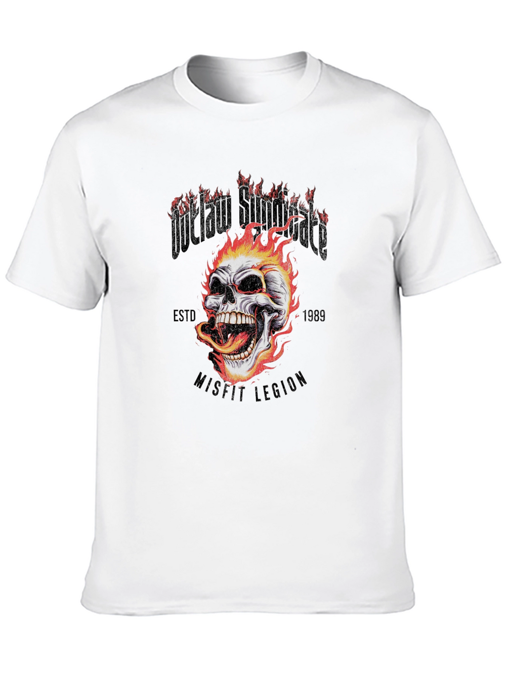 Outlaw Skull Graphic Tee - Black Cotton T-Shirt