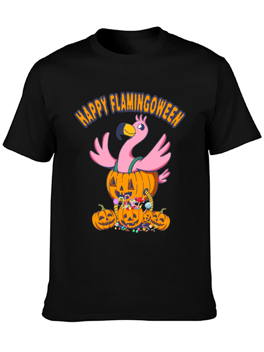 Flamingoween T-Shirt - Halloween Flamingo Pumpkin Design