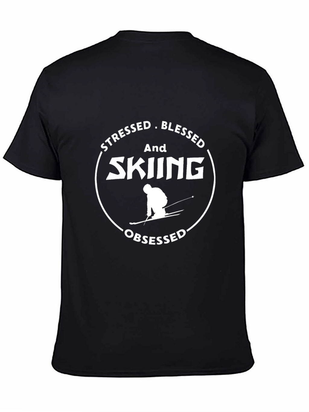 Stressed Blessed Skiing Obsessed Graphic Tee