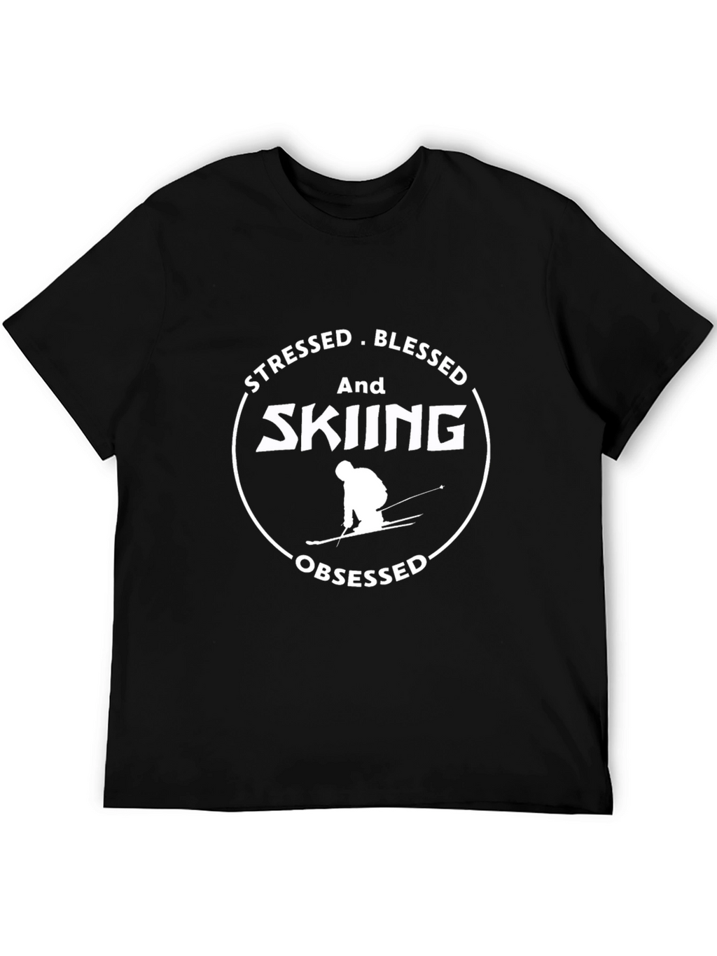 Stressed Blessed Skiing Obsessed Graphic Tee