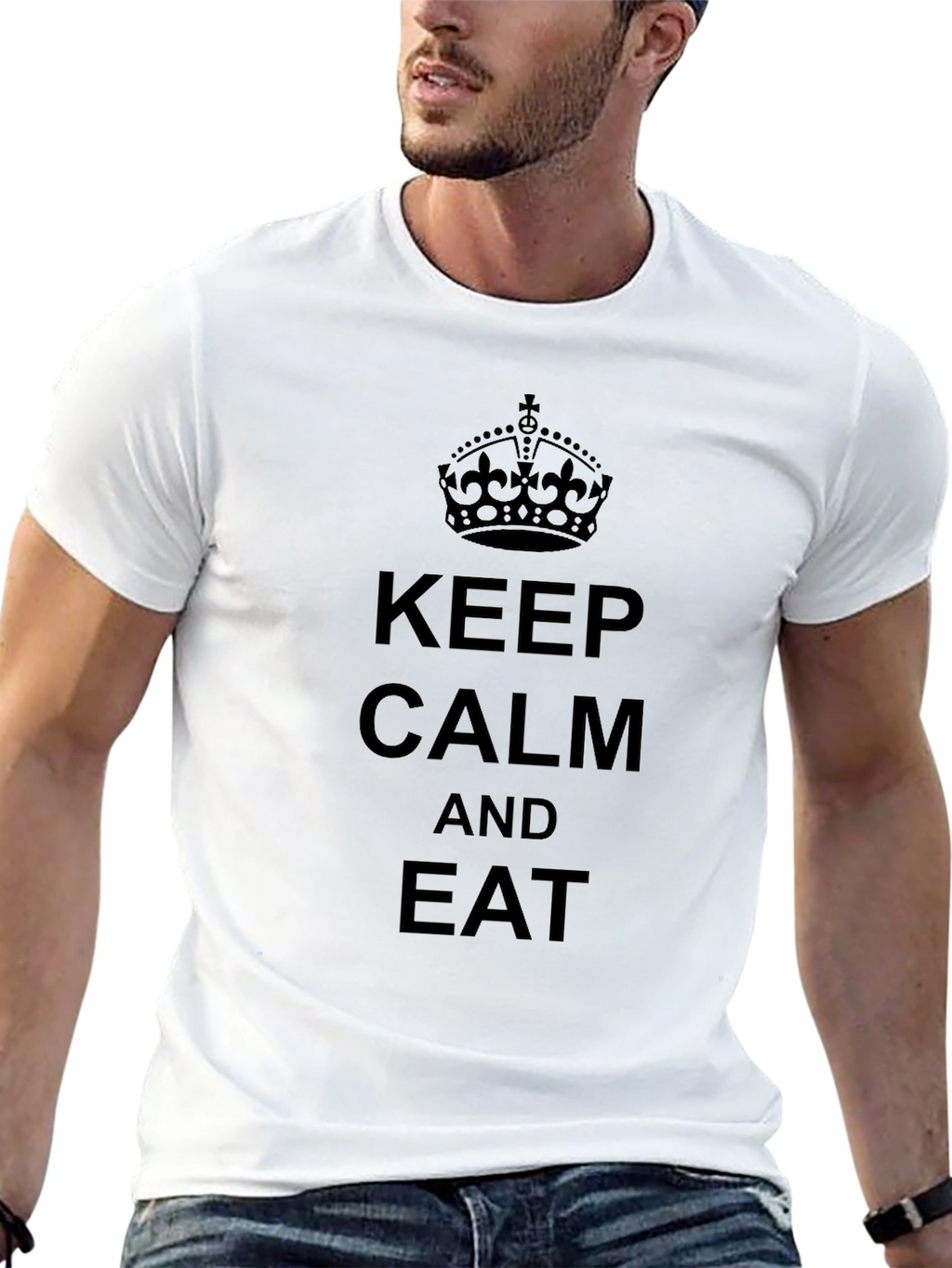 Keep Calm and Eat Black Graphic Tee