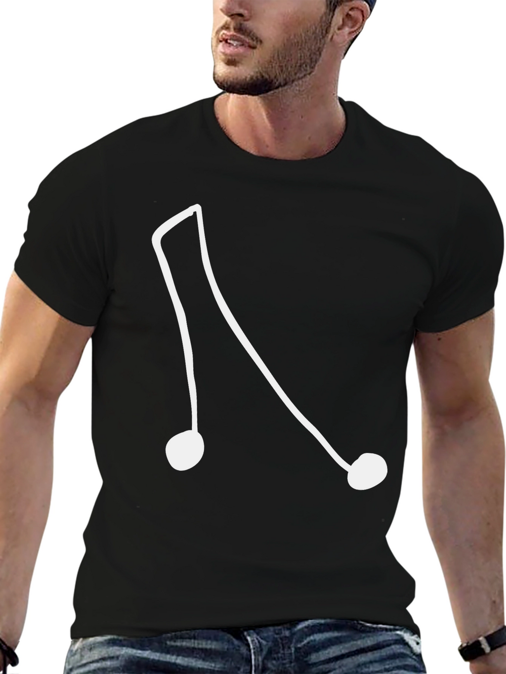 Abstract Music Note Graphic Tee - Black Casual Shirt