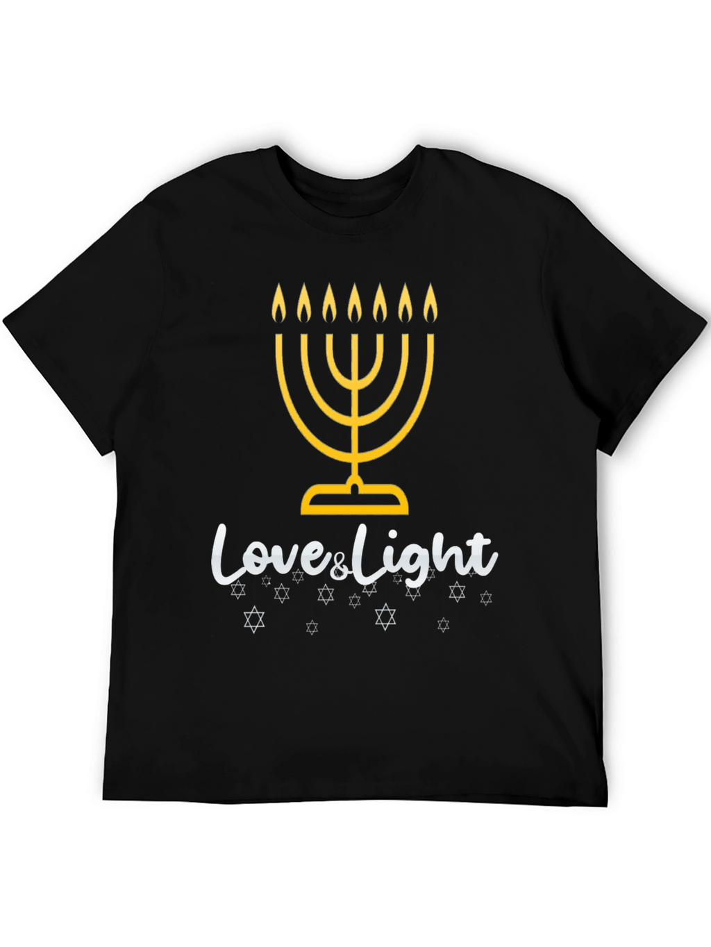 Mens Black Hanukkah Love & Light Graphic Tee
