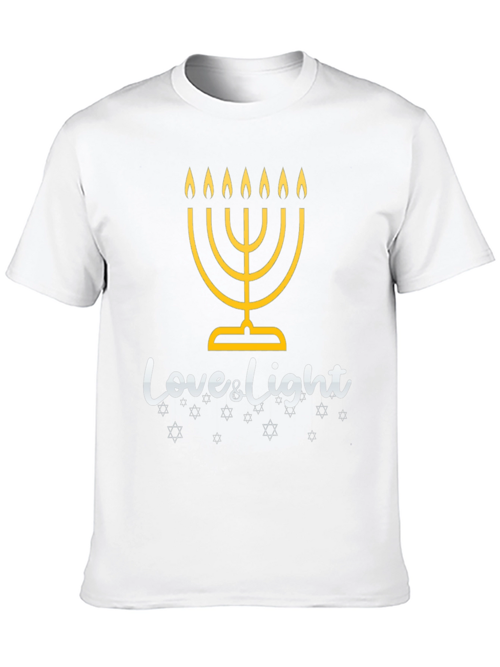Mens Black Hanukkah Love & Light Graphic Tee