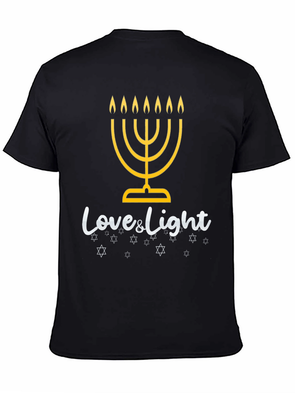 Mens Black Hanukkah Love & Light Graphic Tee