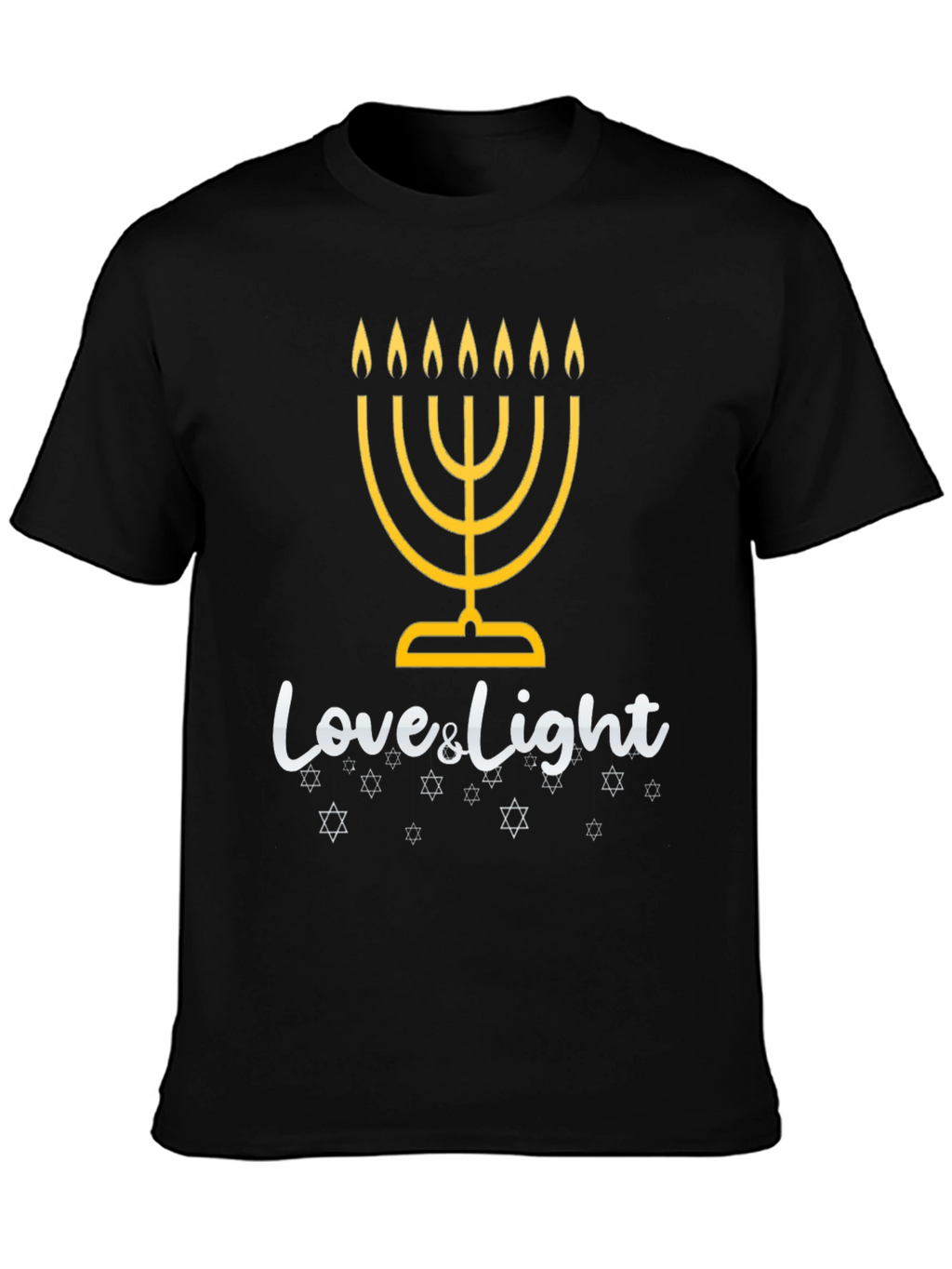 Mens Black Hanukkah Love & Light Graphic Tee