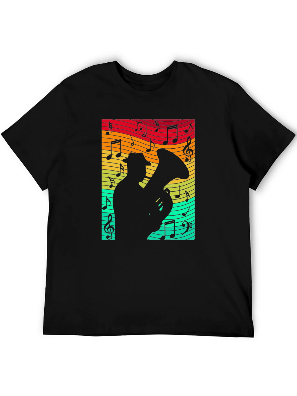 Musical Tuba Player Black T-Shirt