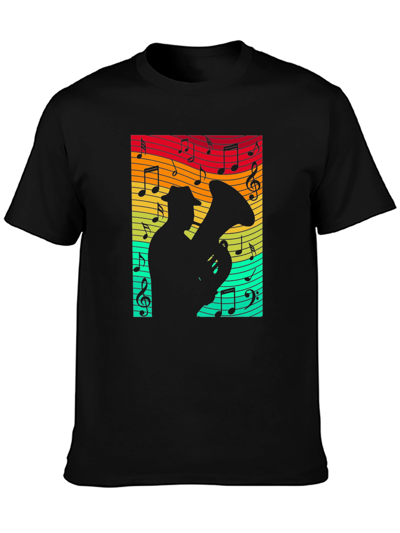 Musical Tuba Player Black T-Shirt