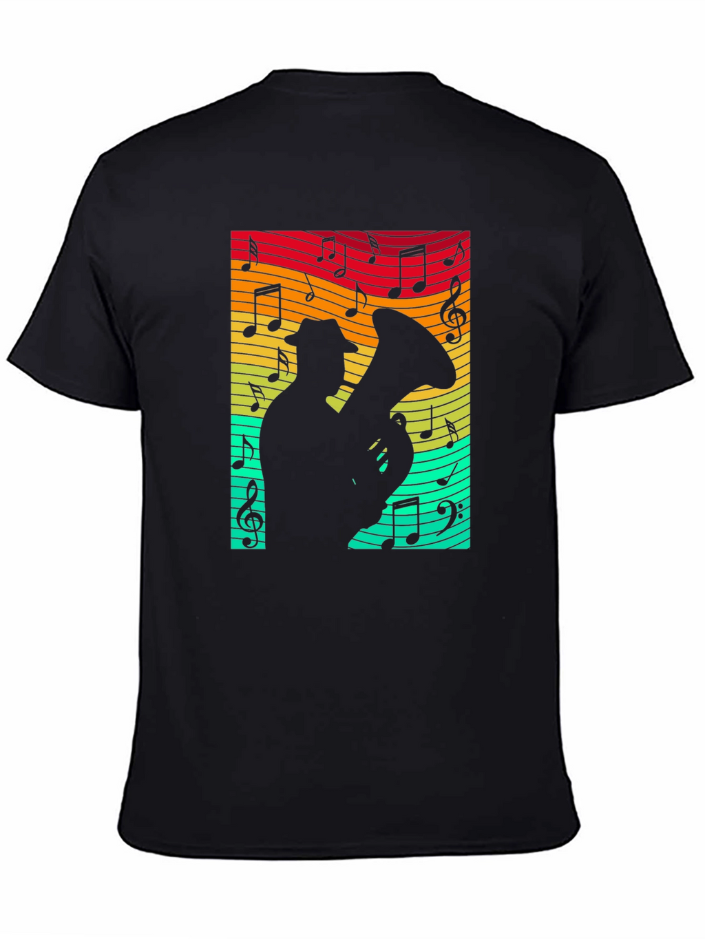 Musical Tuba Player Black T-Shirt