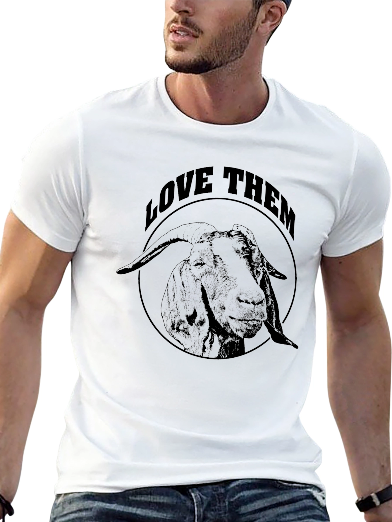 Love Them Goat Graphic Tee - Black Cotton T-Shirt