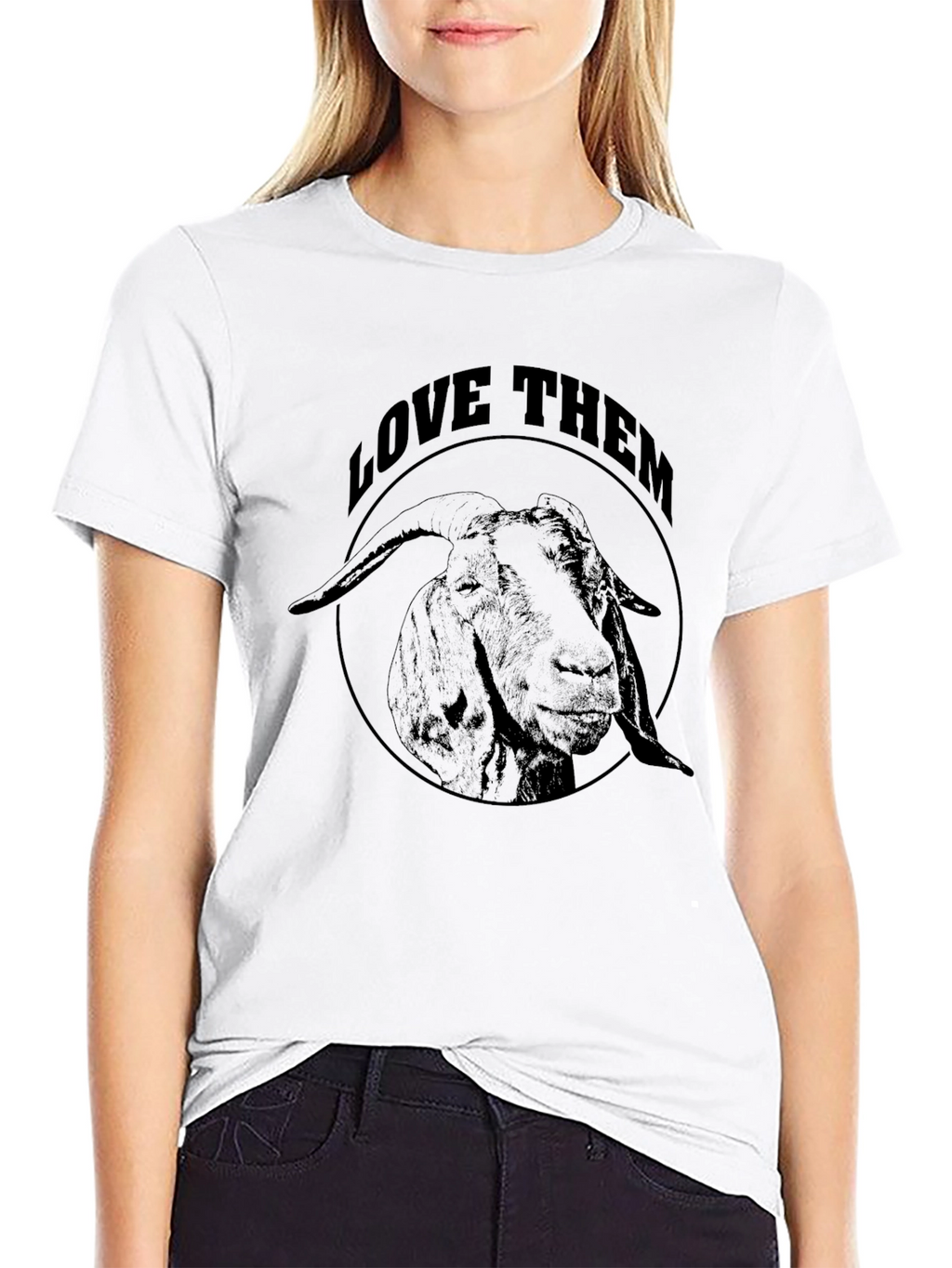 Love Them Goat Graphic Tee - Black Cotton T-Shirt