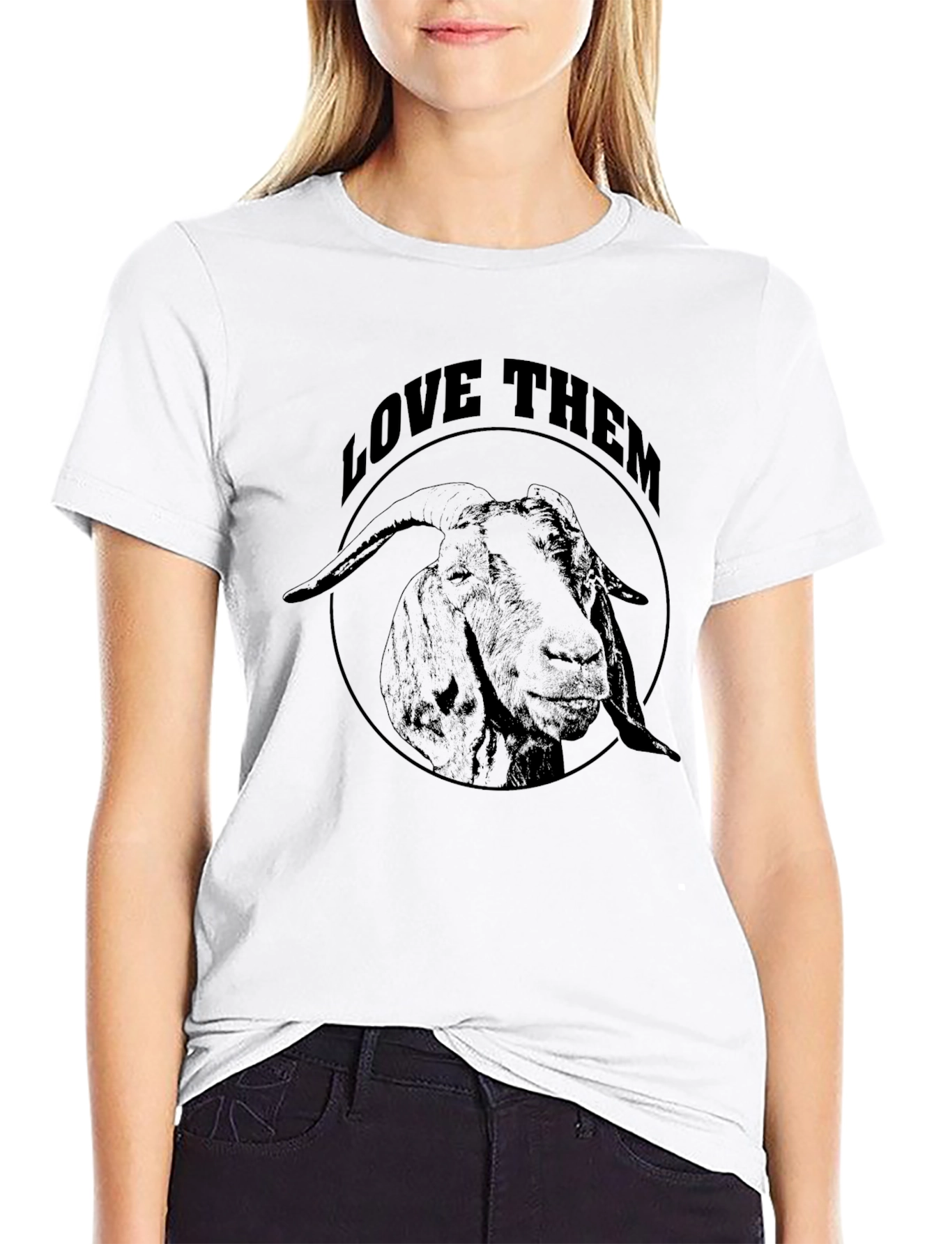 Love Them Goat Graphic Tee - Black Cotton T-Shirt