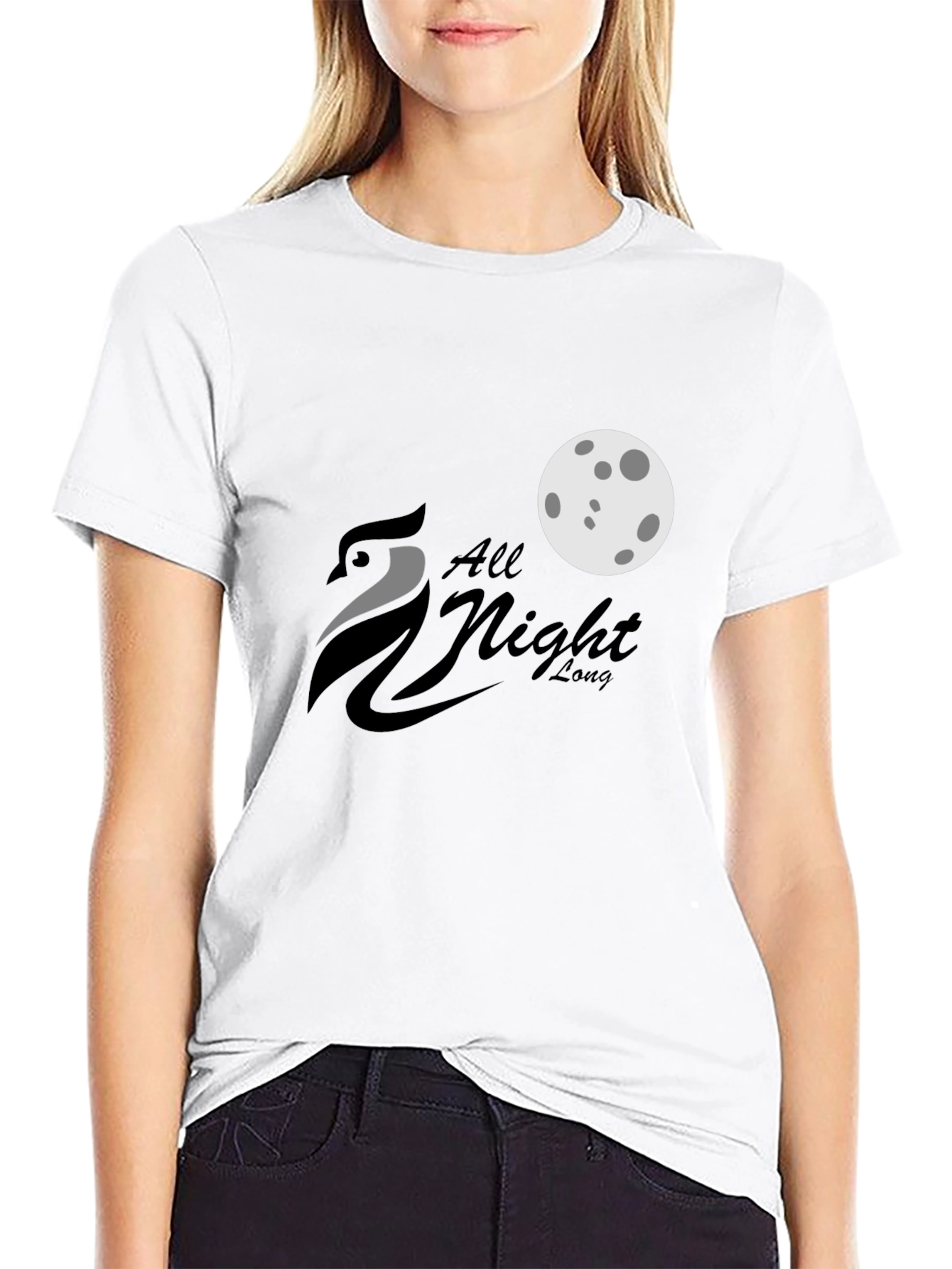 All Night Long Owl Moon Black Graphic Tee