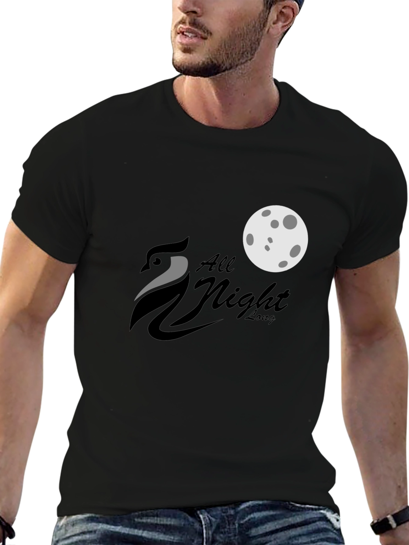 All Night Long Owl Moon Black Graphic Tee