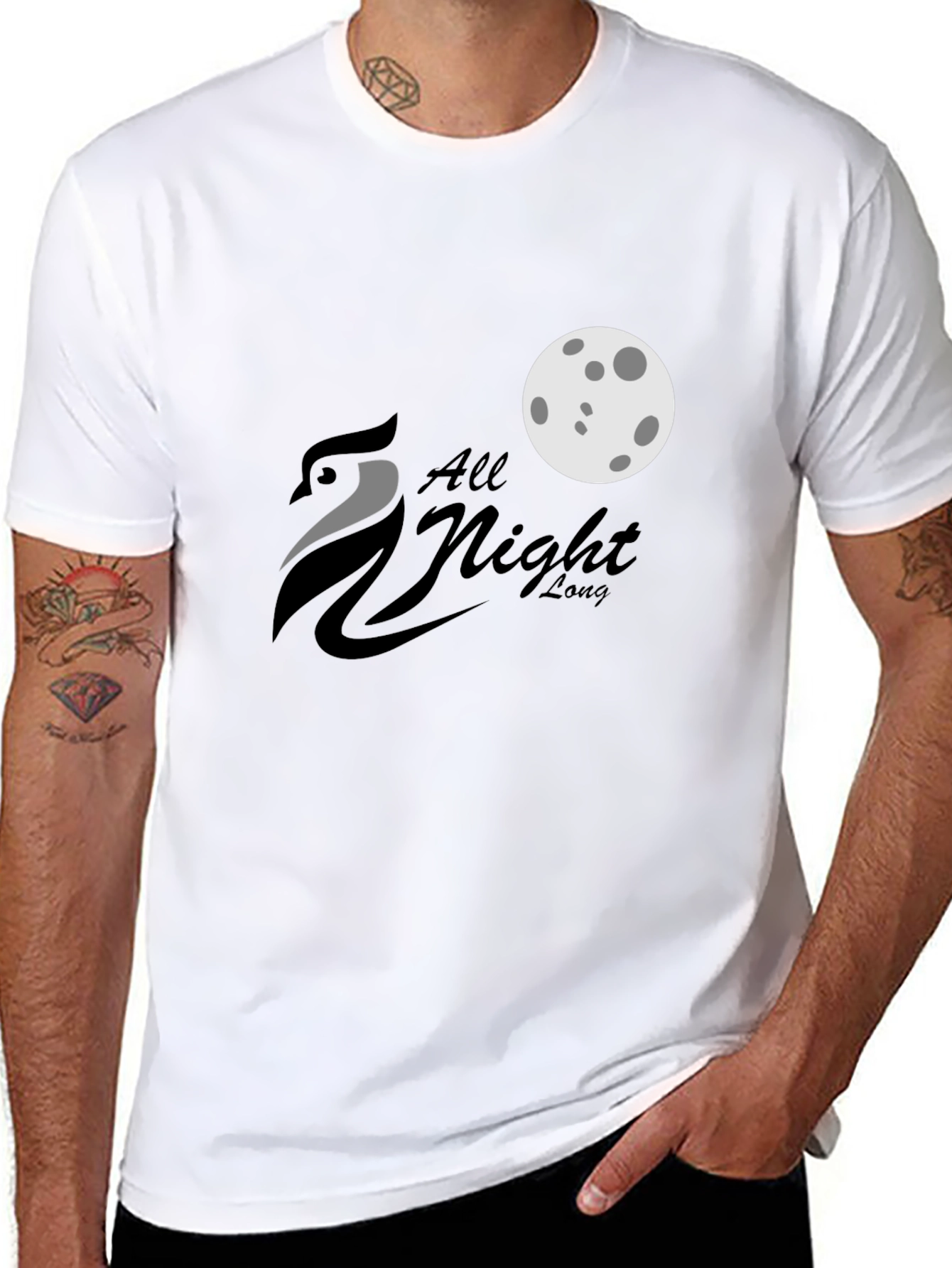 All Night Long Owl Moon Black Graphic Tee