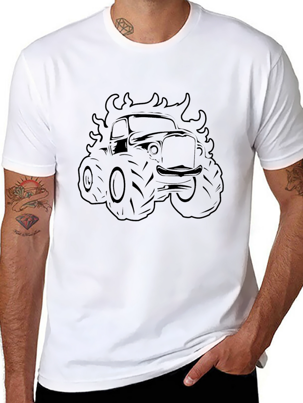Monster Truck Flames Graphic Tee - Black
