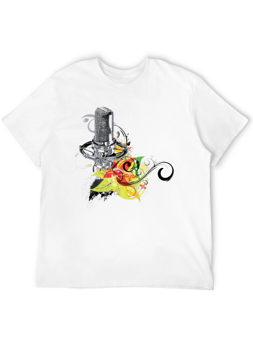 Retro Mic Graphic Tee - Cool Black T-Shirt