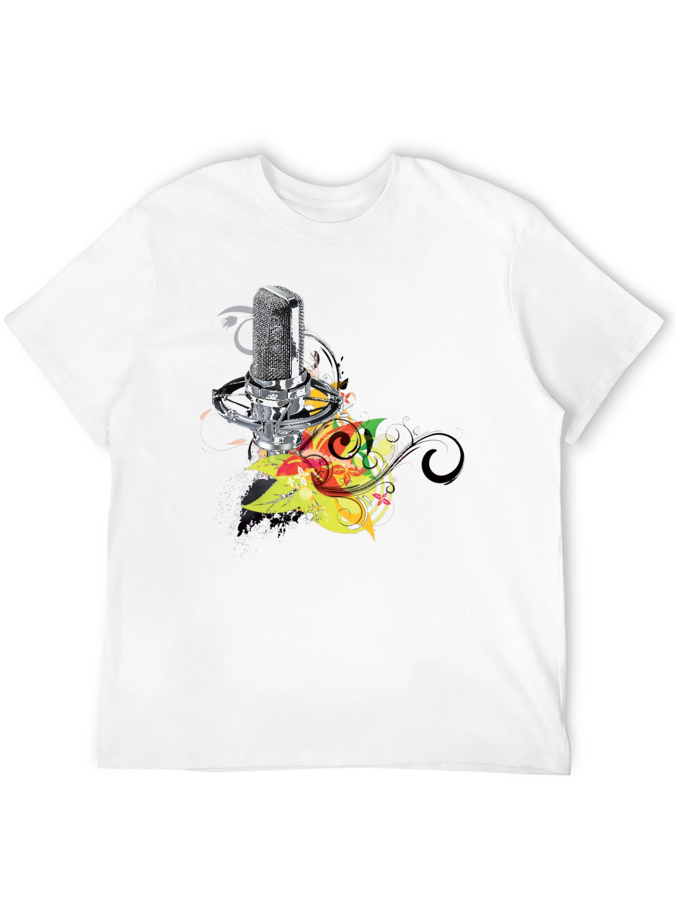 Retro Mic Graphic Tee - Cool Black T-Shirt