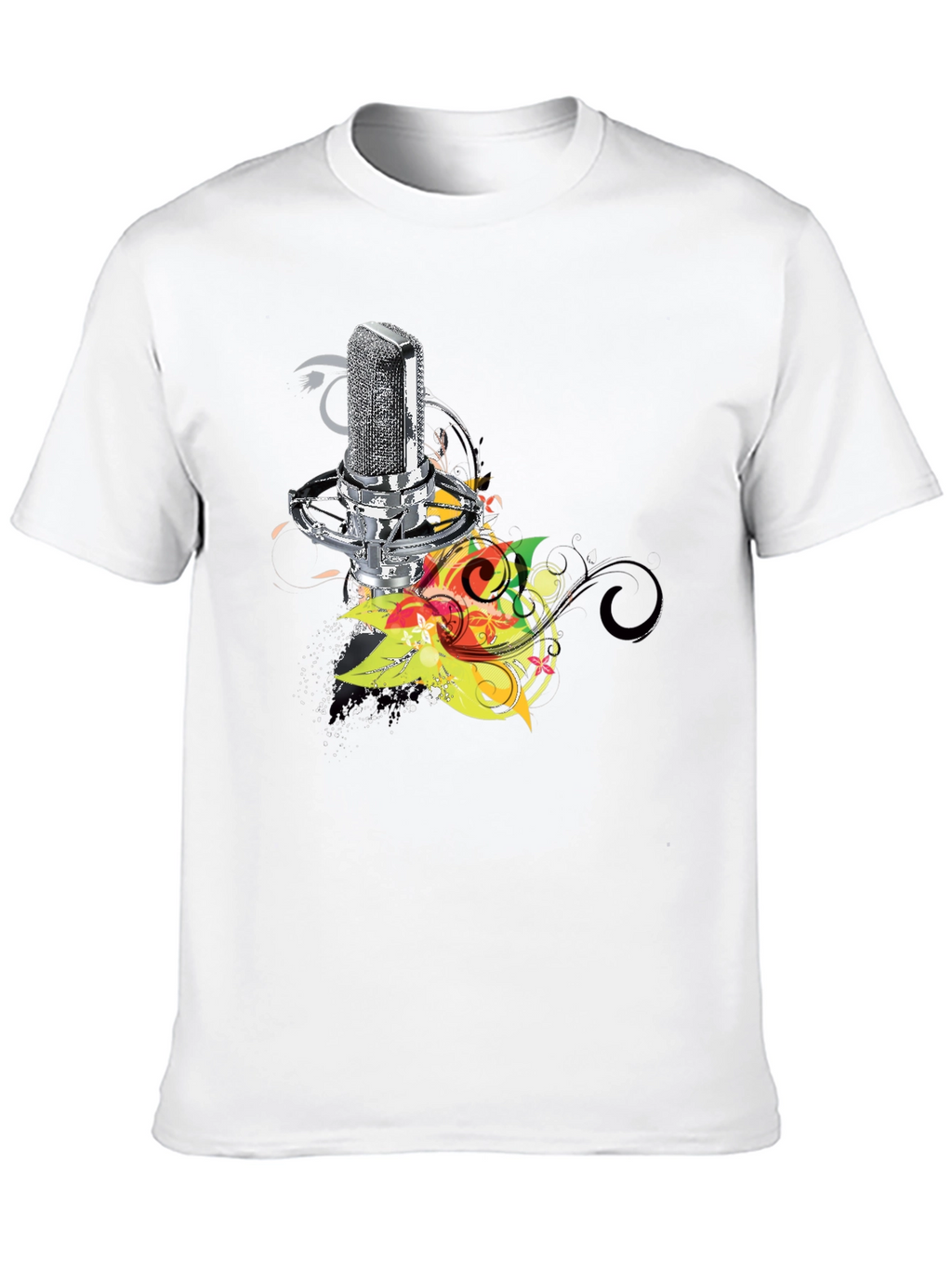 Retro Mic Graphic Tee - Cool Black T-Shirt