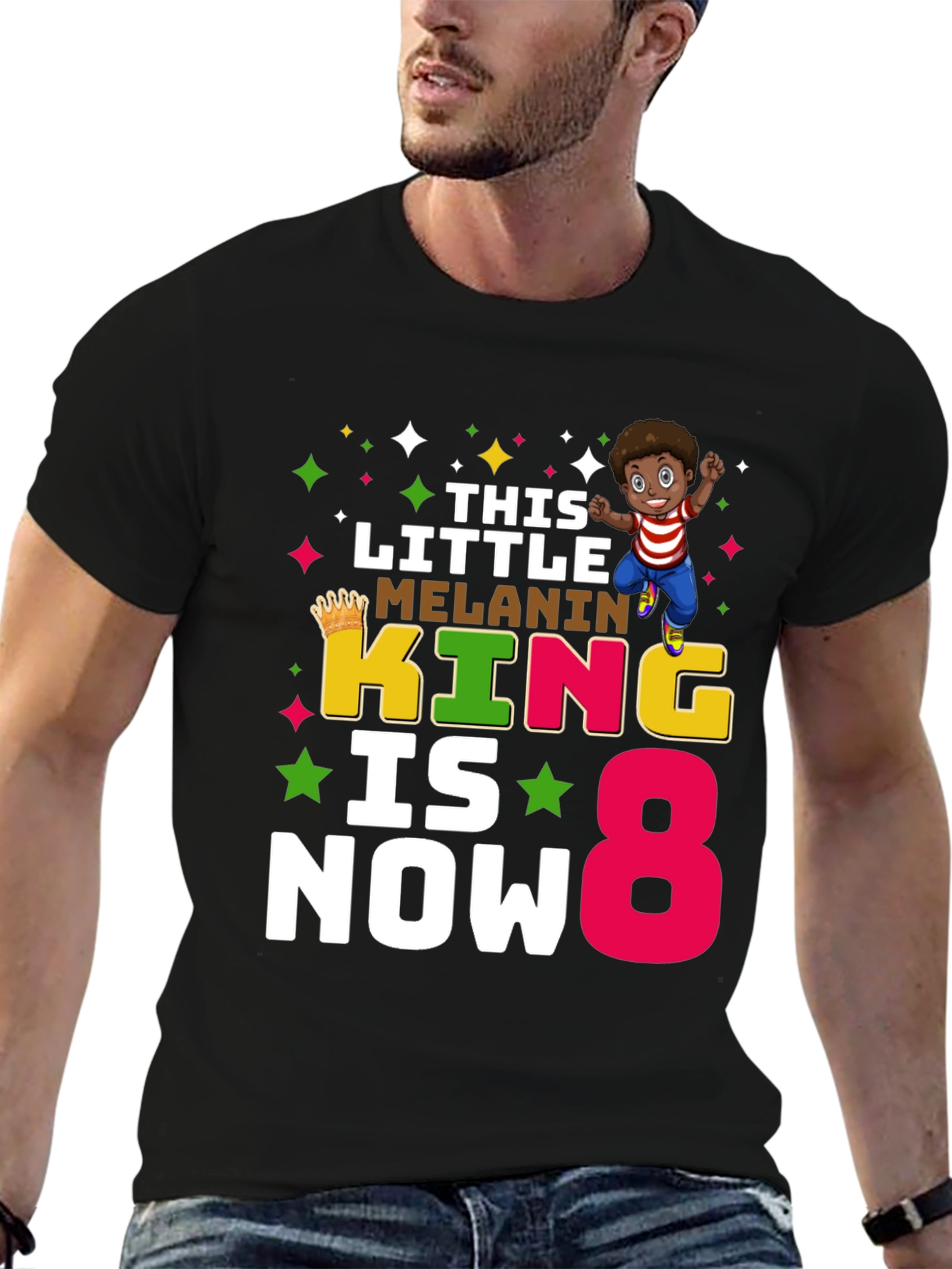 Melanin King Birthday Boy 8 T-Shirt