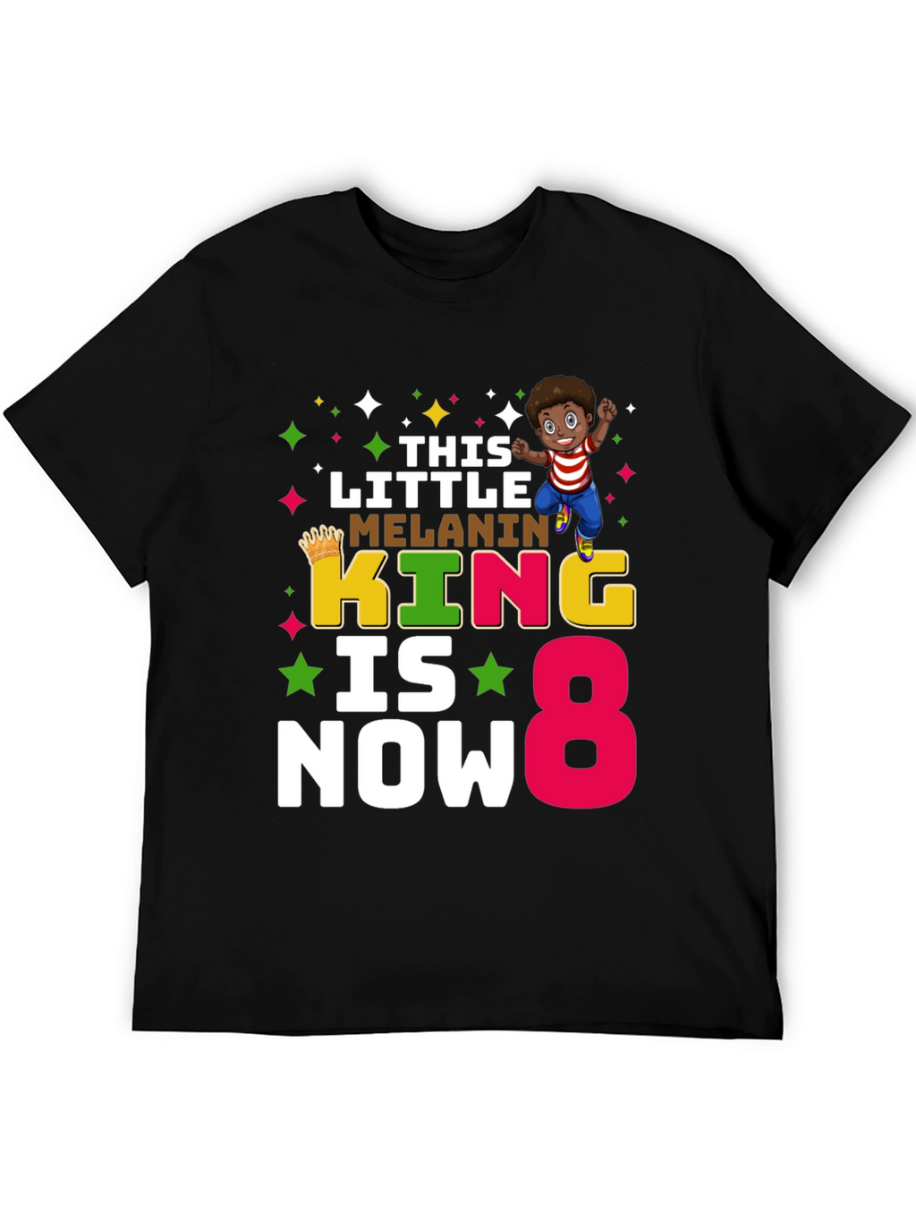 Melanin King Birthday Boy 8 T-Shirt
