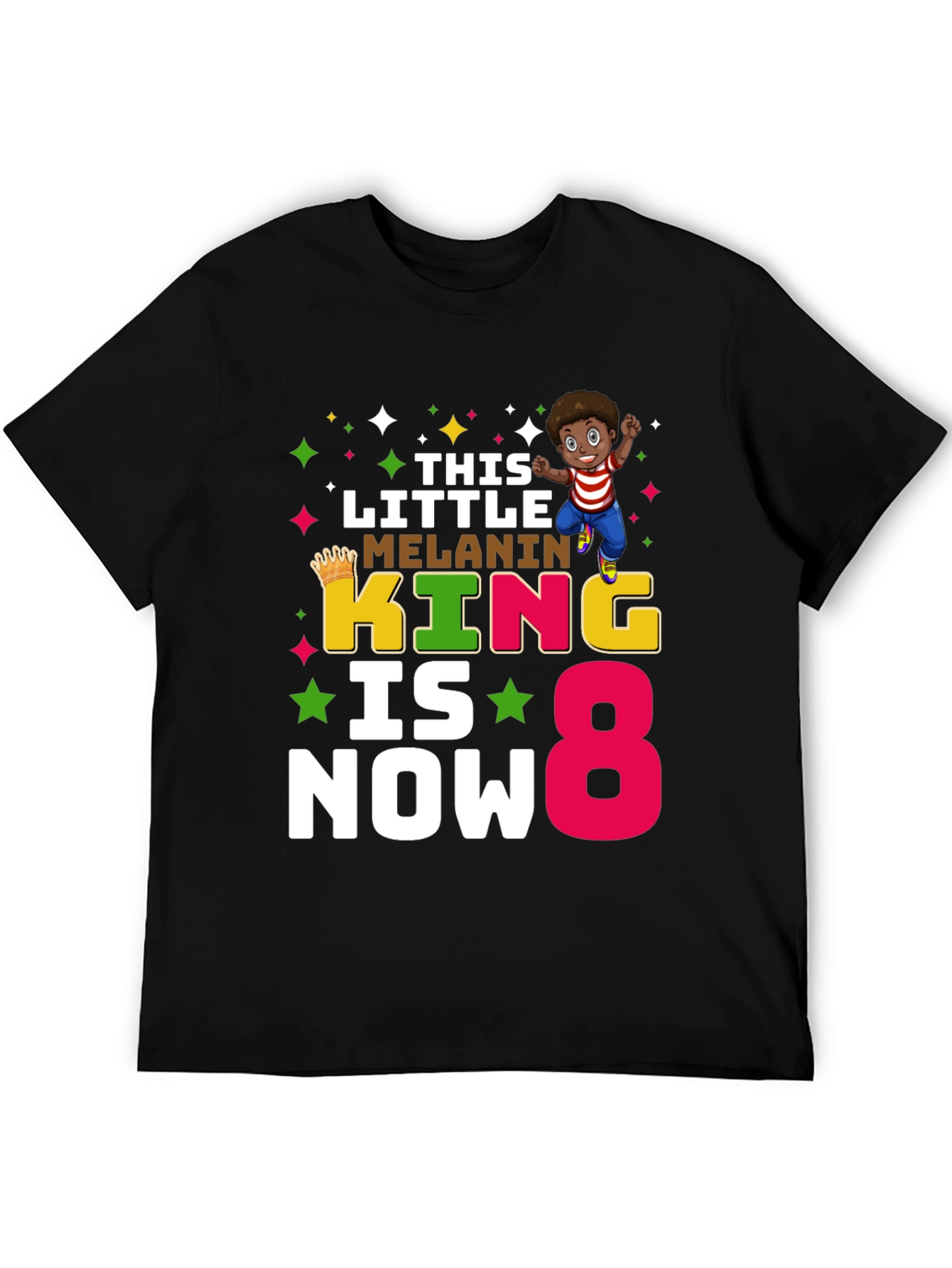 Melanin King Birthday Boy 8 T-Shirt