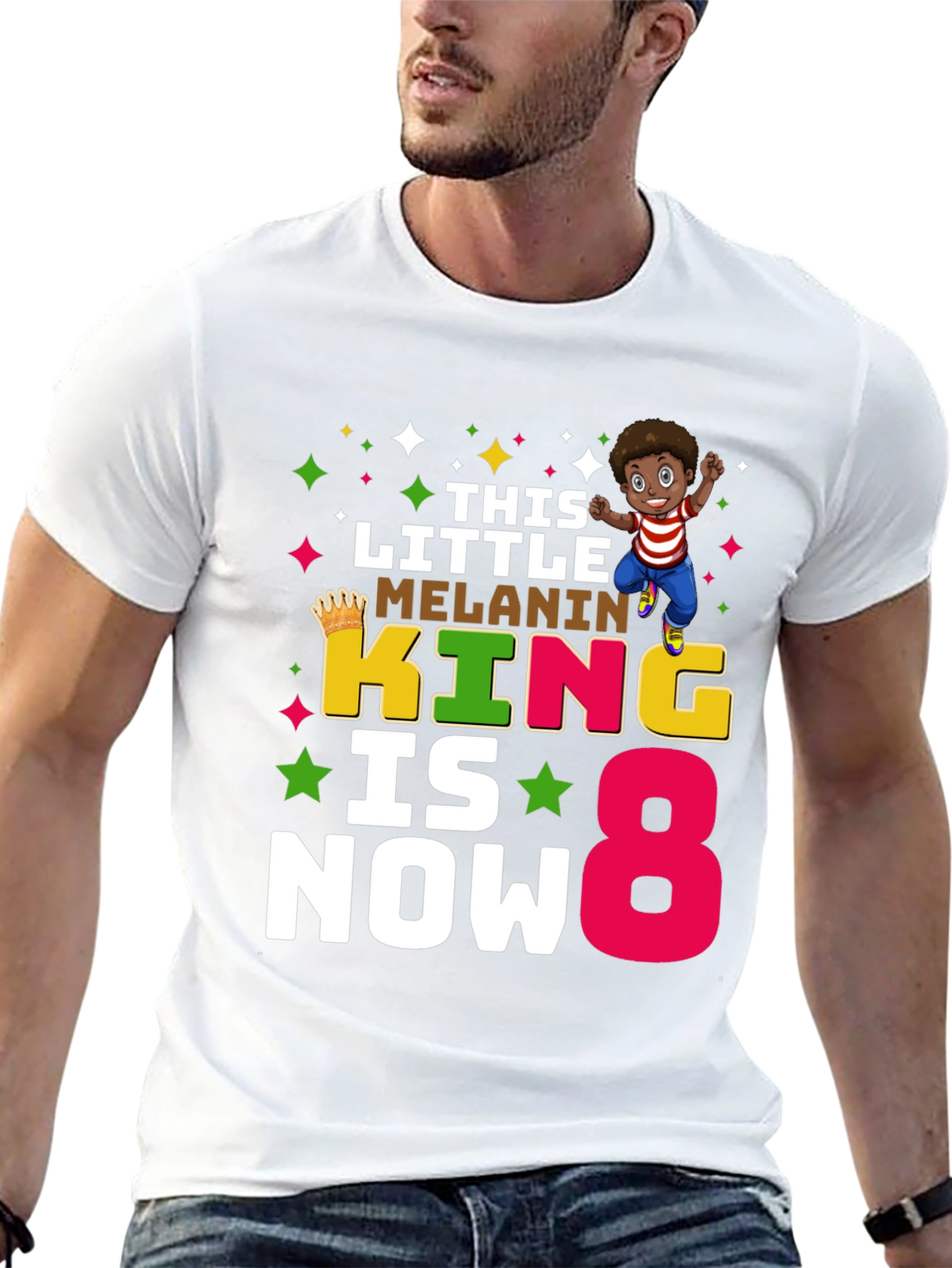 Melanin King Birthday Boy 8 T-Shirt