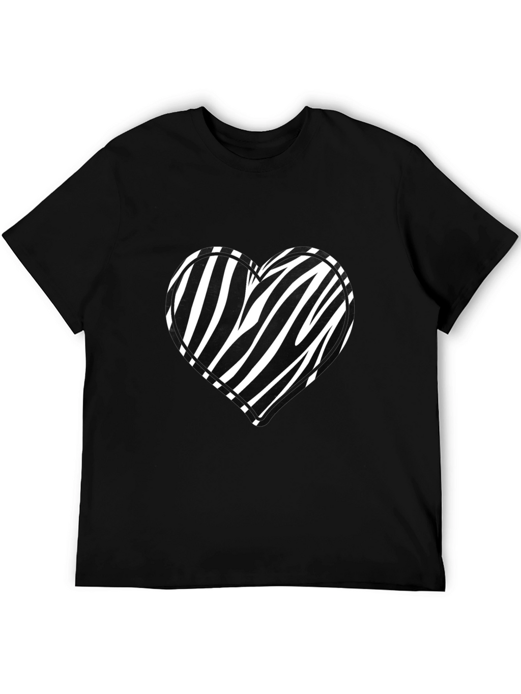 Zebra Heart Graphic Black Tee