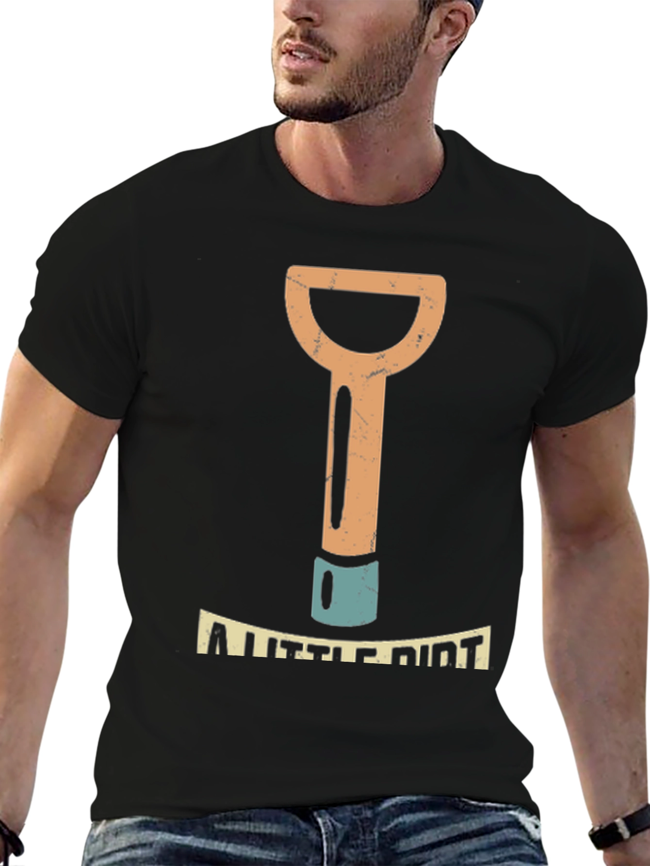 A Little Dirt Mens Black Graphic T-Shirt
