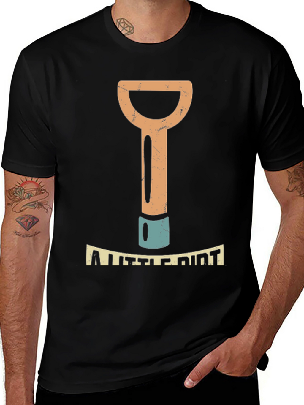 A Little Dirt Mens Black Graphic T-Shirt