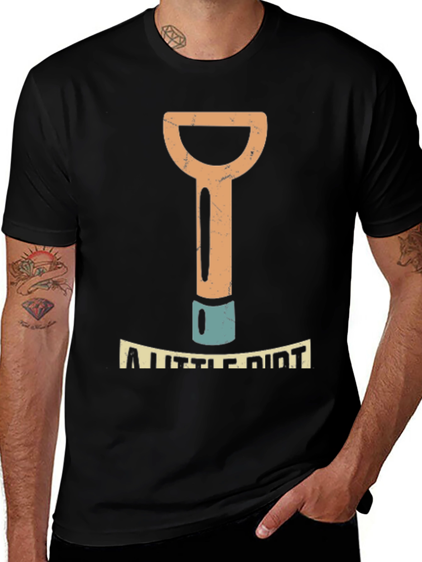 A Little Dirt Mens Black Graphic T-Shirt
