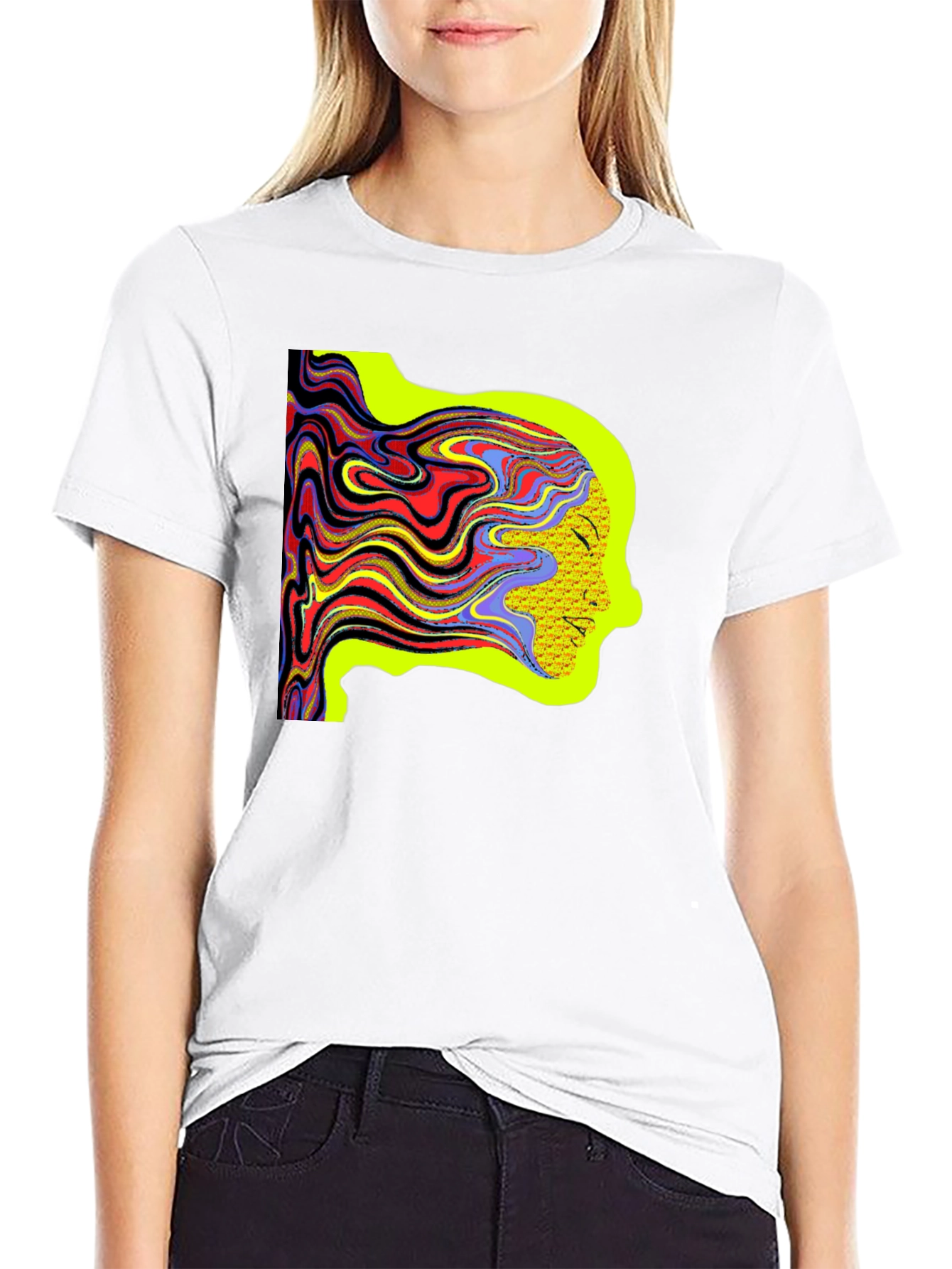 Psychedelic Woman Tee - Artistic Graphic Print Shirt