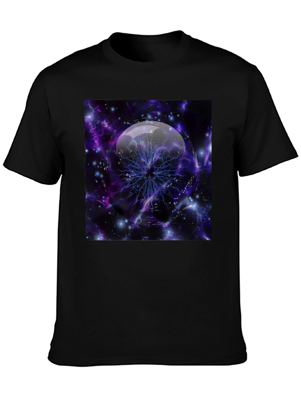 Cosmic Lightning Orb Graphic Tee - Black