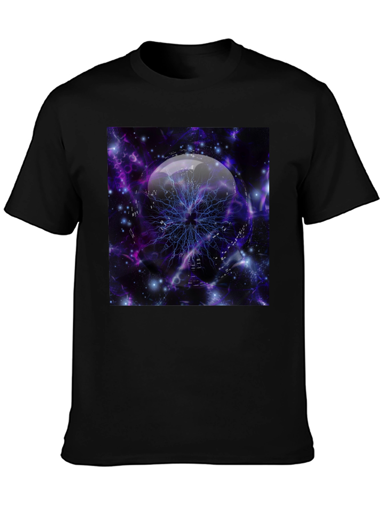 Cosmic Lightning Orb Graphic Tee - Black