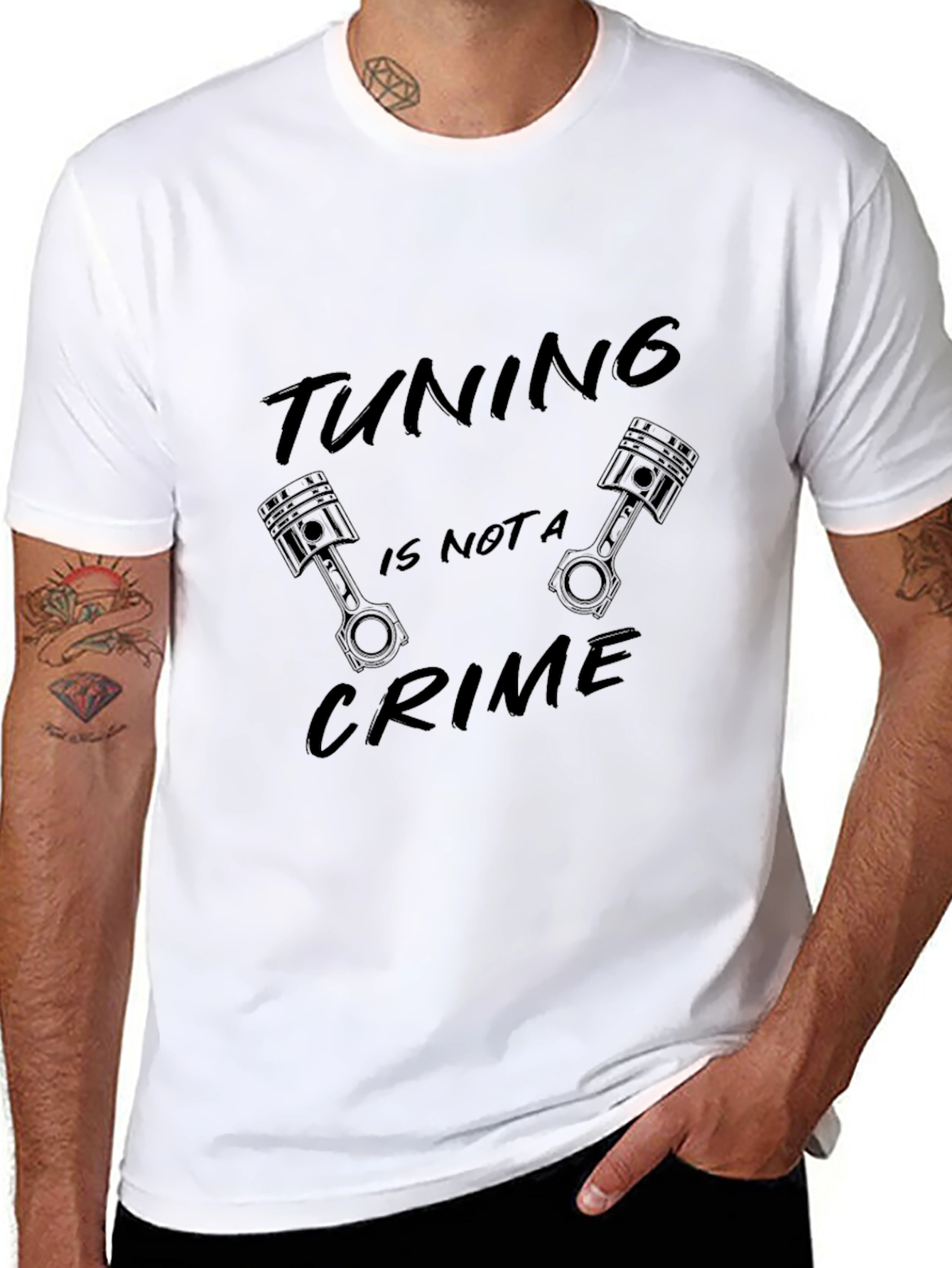 Tuning is Not A Crime Black Graphic Tee
