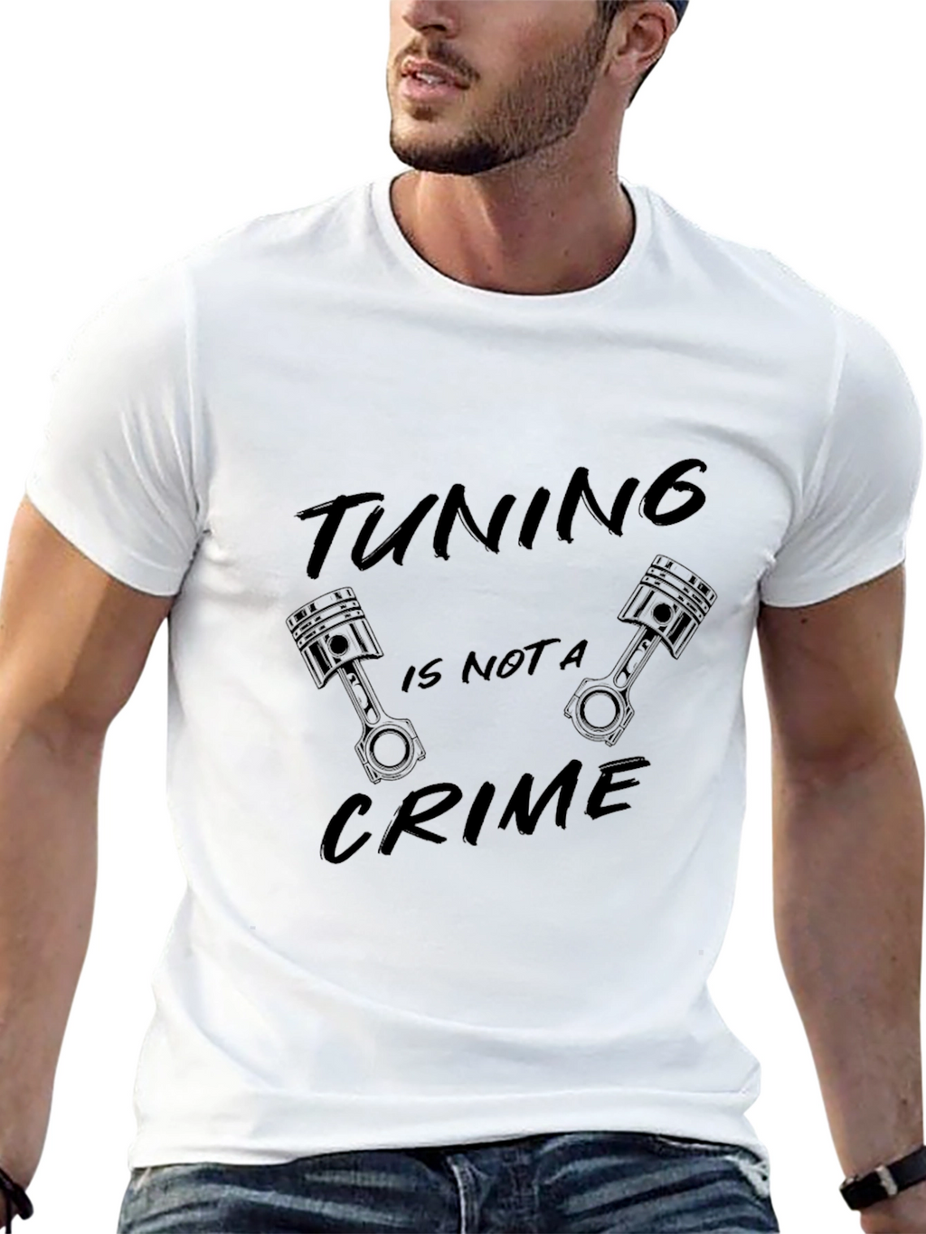 Tuning is Not A Crime Black Graphic Tee