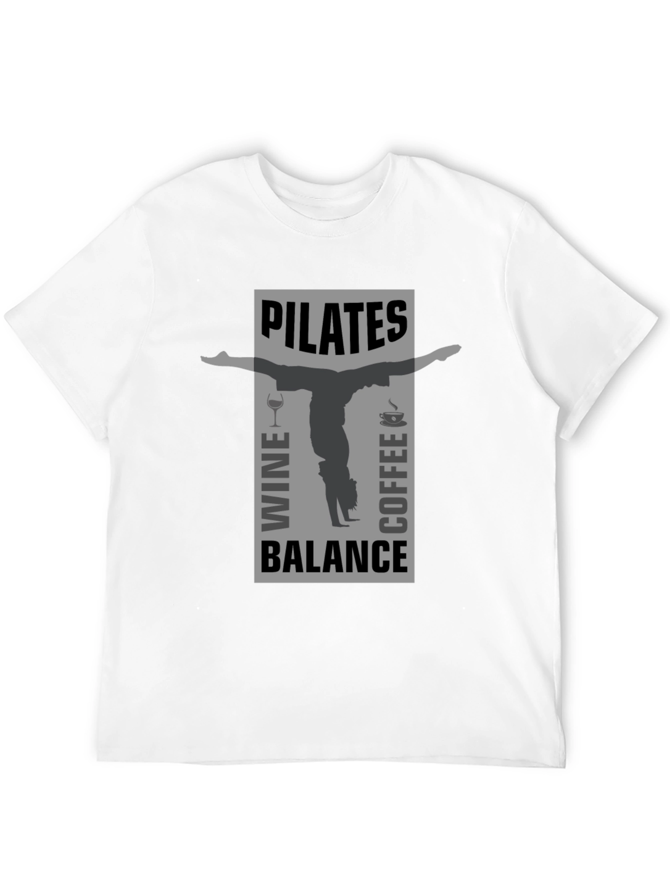 Pilates Wine Coffee Balance Graphic T-Shirt