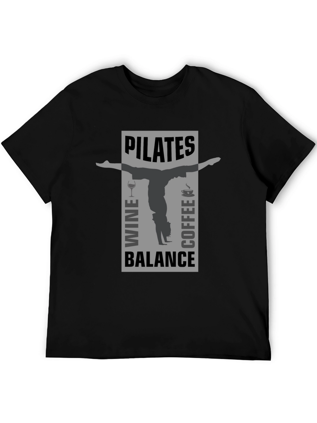 Pilates Wine Coffee Balance Graphic T-Shirt