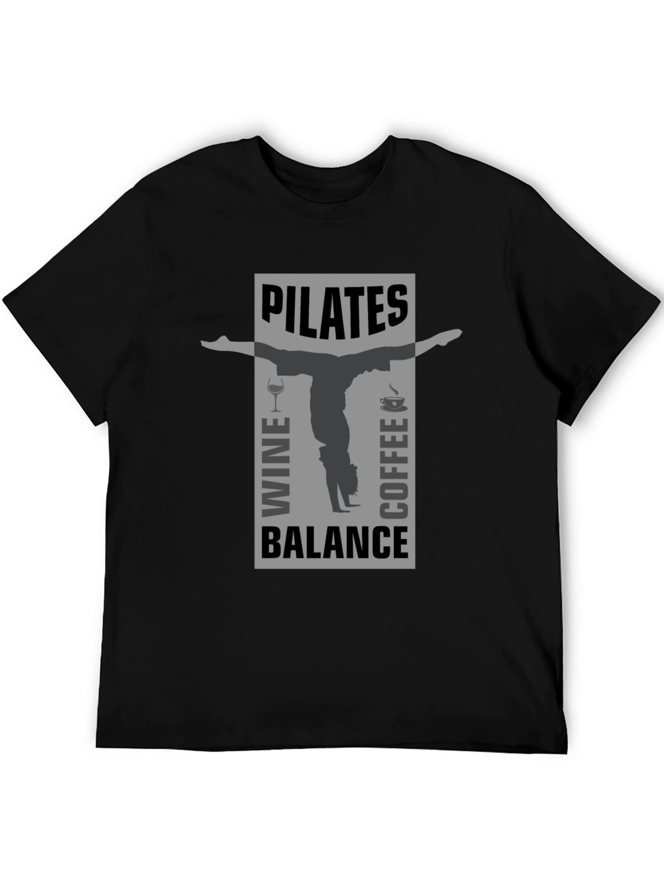 Pilates Wine Coffee Balance Graphic T-Shirt