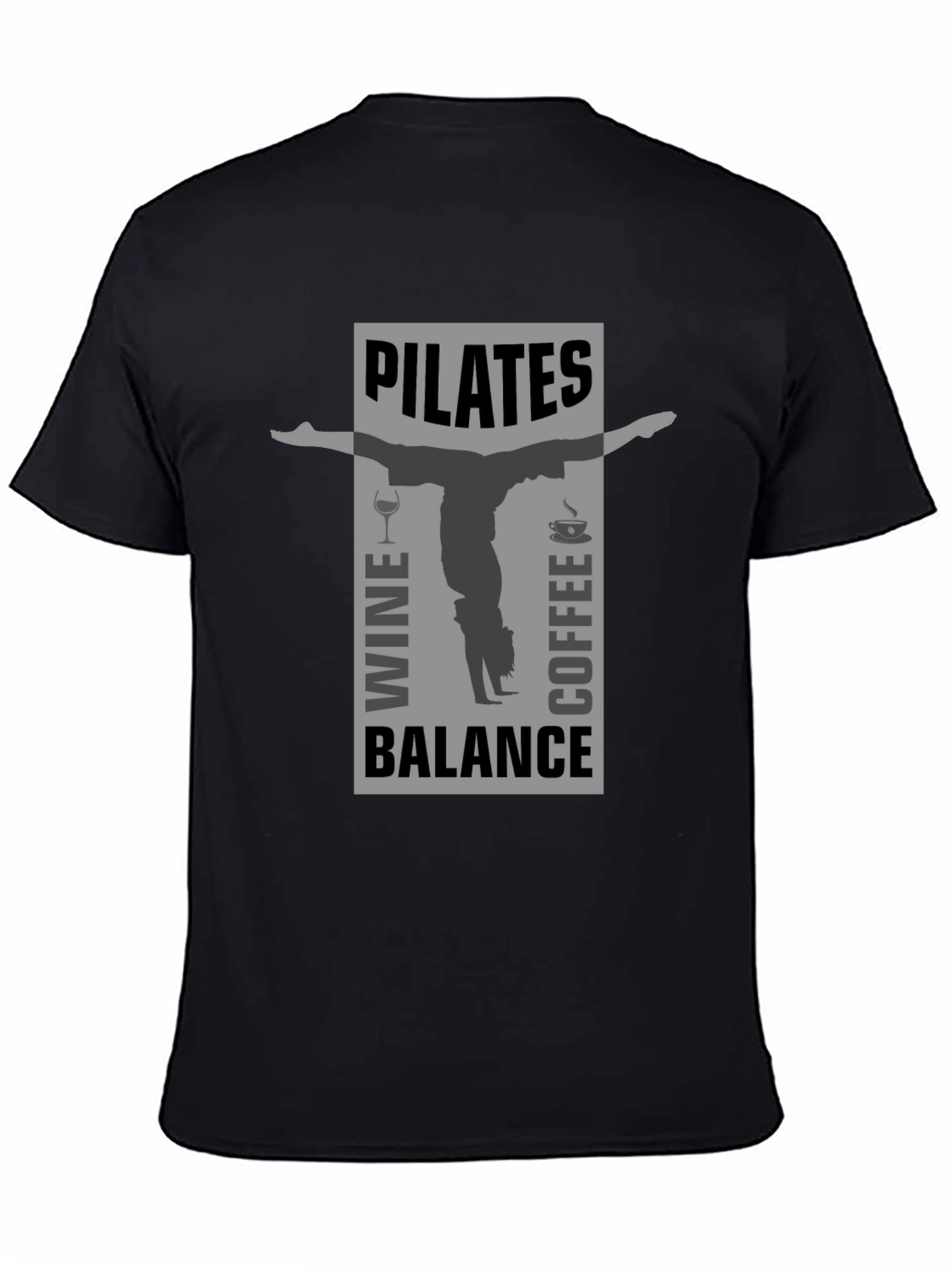 Pilates Wine Coffee Balance Graphic T-Shirt
