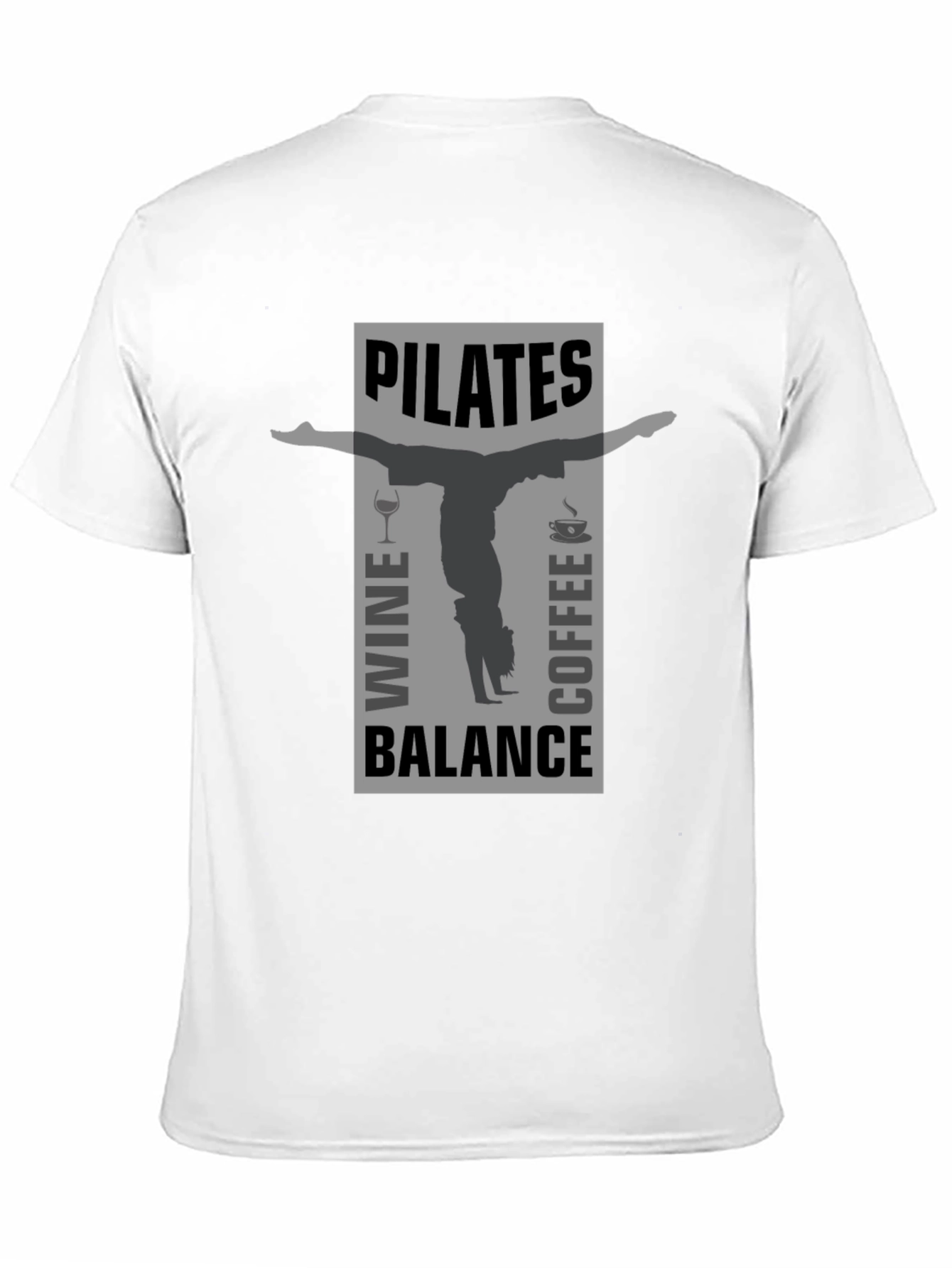 Pilates Wine Coffee Balance Graphic T-Shirt