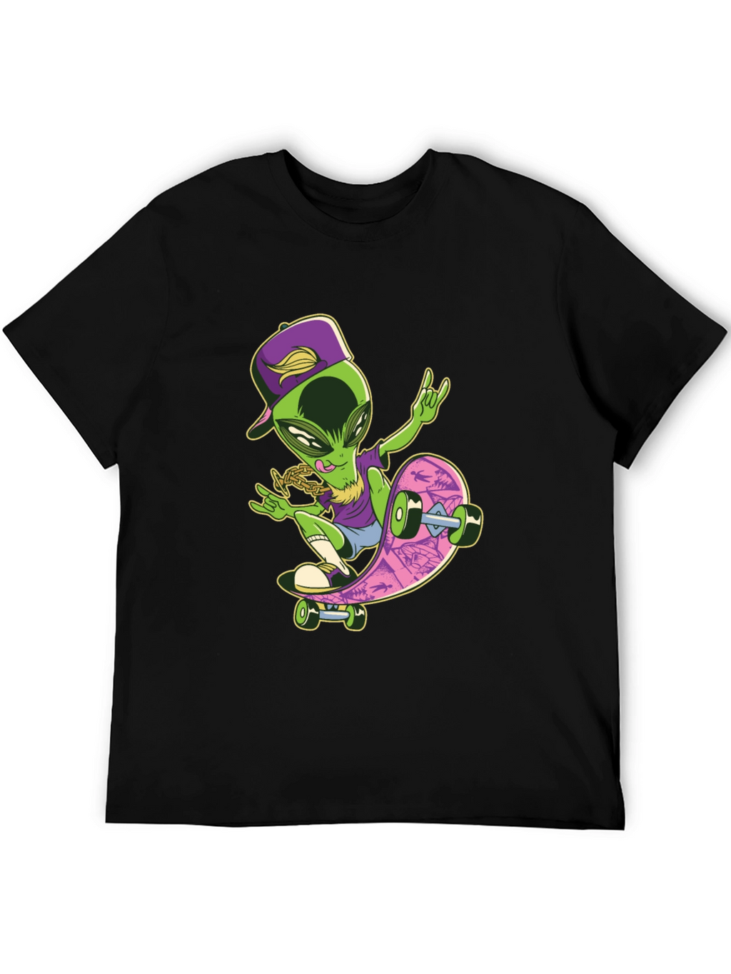 Cool Alien Skateboard Graphic T-Shirt