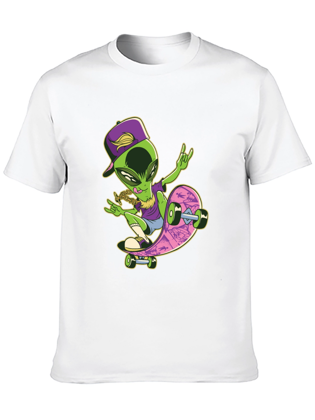 Cool Alien Skateboard Graphic T-Shirt