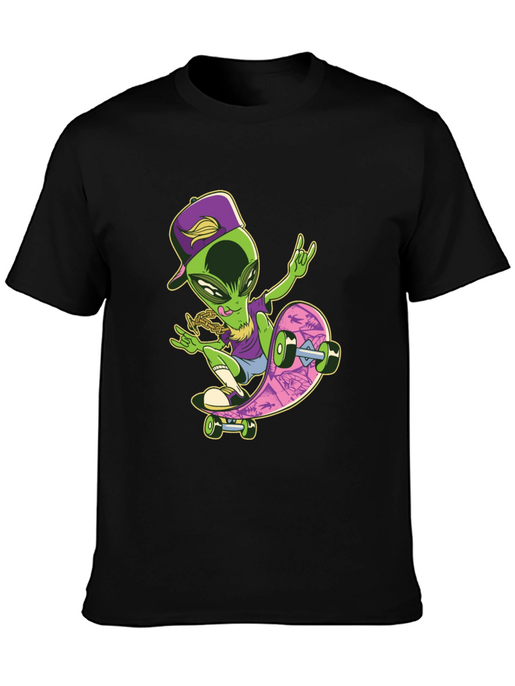 Cool Alien Skateboard Graphic T-Shirt