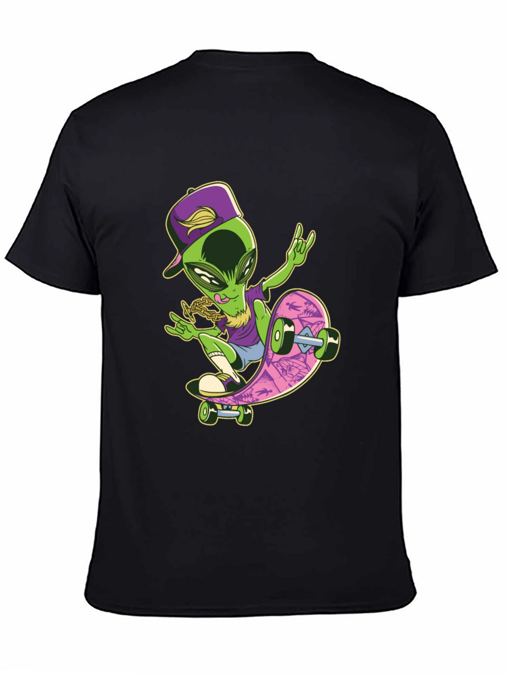 Cool Alien Skateboard Graphic T-Shirt