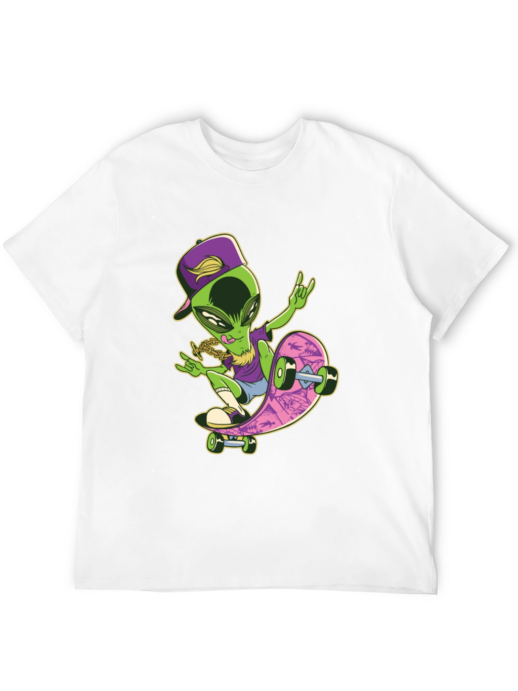 Cool Alien Skateboard Graphic T-Shirt